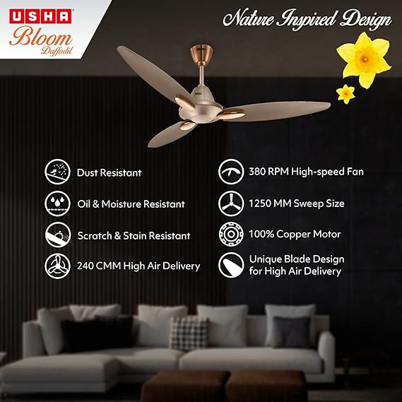 Usha Bloom Daffodil Goodbye 1250 mm Dust Ceiling Fan