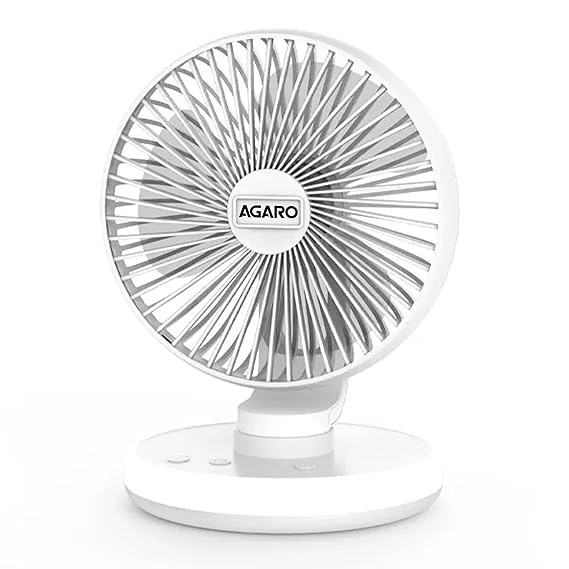 Agaro Alpha Desktop Fan with Light 4 Inches 4 Speeds Oscillating Table Fan