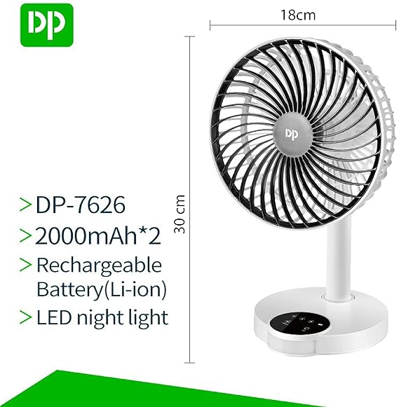 DP 7626 4000mAh Rechargeable Table Fan