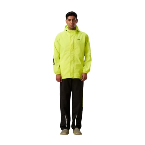 ZEEL Rain Coat for Men Waterproof Bike Riders with Adjustable Hood and Pocket Raincoat Polyester Jacket Pants Carrying Pouch