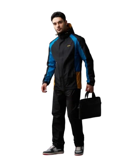 ZEEL Rain Coat For Men with Adjustable Velcro Hood, Polyester Waterproof Full Sleeves Raincoat (EJS511)