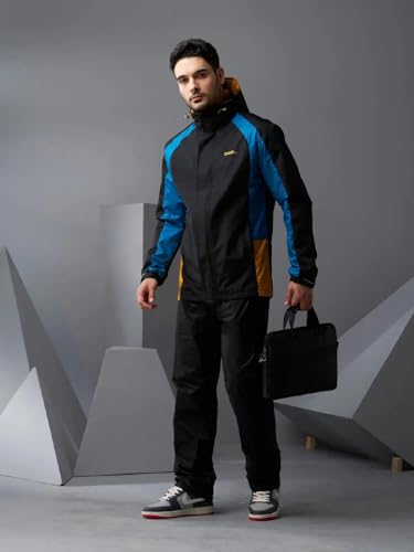 ZEEL Rain Coat For Men with Adjustable Velcro Hood, Polyester Waterproof Full Sleeves Raincoat (EJS511)