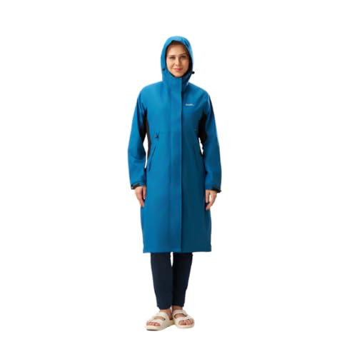 ZEEL Rain Coat for Women Waterproof High Neck Polyester Rainwear with Adjustable Drawstring and Pocket, Hooded Long Rain Coat Jacket, ZKL01