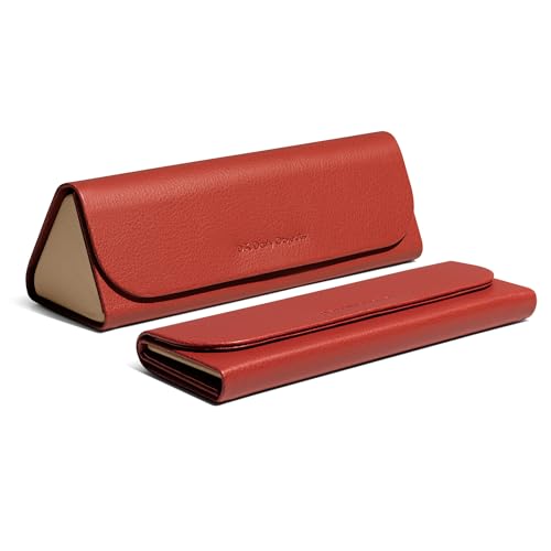 Daily Objects Faux Leather Foldaway Slim Eyewear/Sunglass Case - A Classic and Protective Companion for Your Sunglasses - Terracotta Red