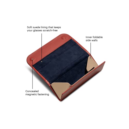 Daily Objects Faux Leather Foldaway Slim Eyewear/Sunglass Case - A Classic and Protective Companion for Your Sunglasses - Terracotta Red