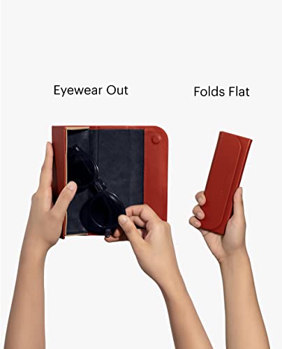 Daily Objects Faux Leather Foldaway Slim Eyewear/Sunglass Case - A Classic and Protective Companion for Your Sunglasses - Terracotta Red