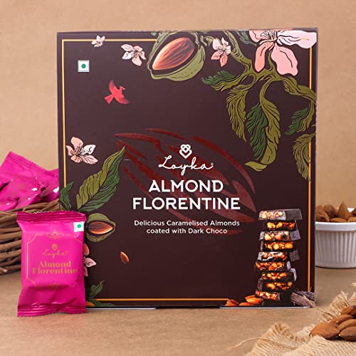Loyka Almond Florentine/Chocolate Almond Box 12 pcs | Premium Chocolate Gift Hamper | Choco & Nut Dryfruit Delicacy | Caramalised Almonds coated with Dark Choco | Any-time snack