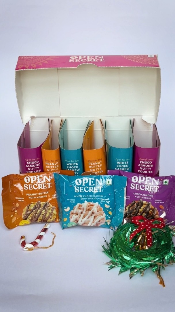 Open Secret Diwali Chocolate Hamper Gift Box | 12 Dry Fruits Cookies | Healthy Snacks, No Maida | Festive Gift Box