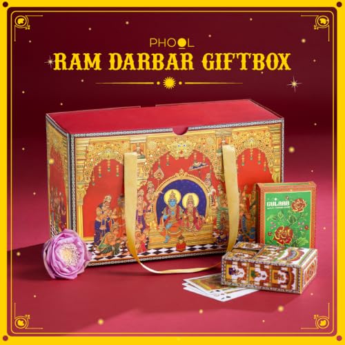 Phool 13-Item Ram Darbar Diwali Gift Box 2026 – Ladoo, Chikki, Votive Set, Diyas, Candles, Rose Mishri & Playing Cards