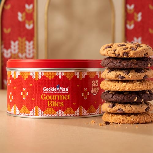 CookieMan Festive Delights Assorted Cookies Diwali Gift Tin (200g) – Choc Chip, Butter Cashew & Double Choc Chip