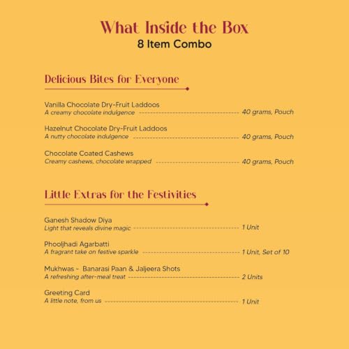 Eat Better Co Utsav 9-Item Diwali Gift Hamper – Gold Embossed Box with Dry Fruit Laddoos, Chocolate Nuts, Mukhwas & Shadow Diya