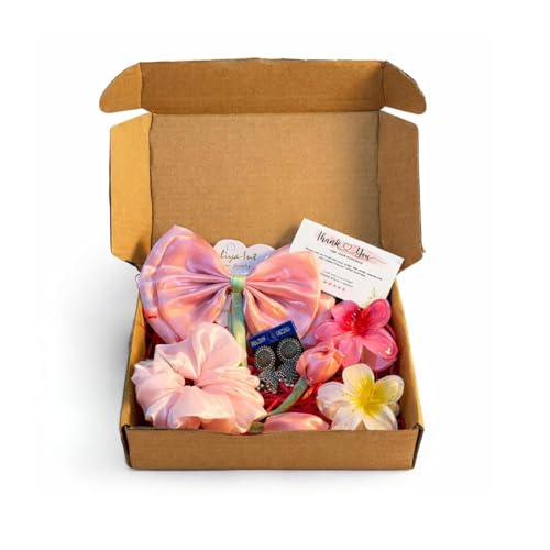 Gift Hamper for Women & Girls – Tulip Hair Bow, Scrunchie, 2 Flower Claw Clips & Jhumki Earrings