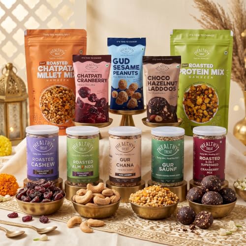 Healthy Treat Magic Diwali Gift Hamper | Dry Fruit Ladoo, Snacks, Vastu Turtle, Diya & Card Assorted Gift Box (Maroon)