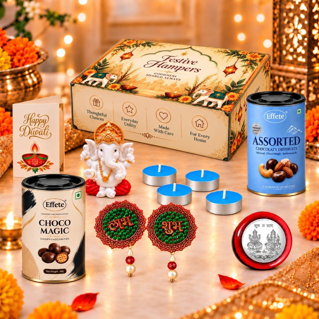 Effete Gift Hamper with Ganesha Idol | Assorted & Choco Magic Chocolates Assorted Gift Box (Multicolor)