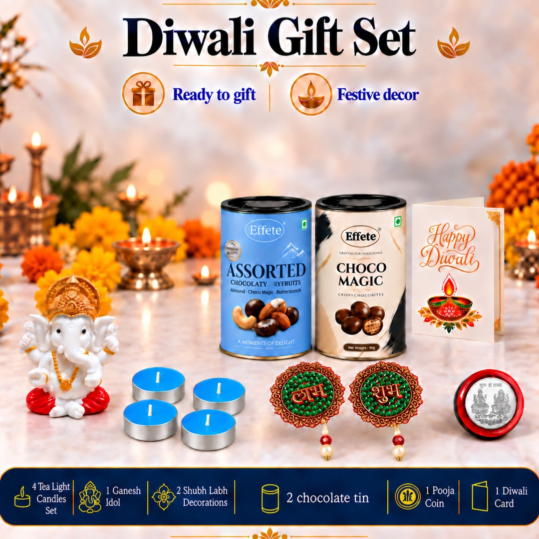 Effete Gift Hamper with Ganesha Idol | Assorted & Choco Magic Chocolates Assorted Gift Box (Multicolor)