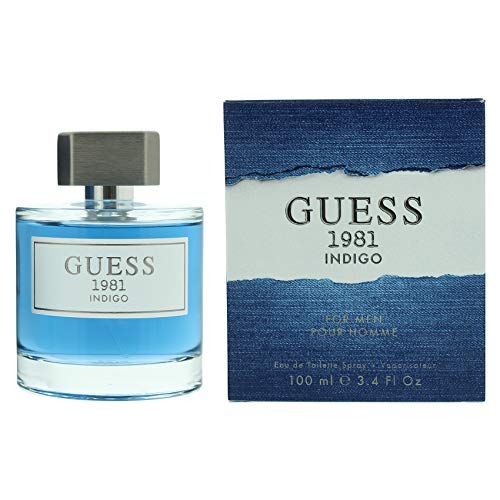 Guess 1981 Indigo Eau De Toilette for Men | Iconic Vintage Aromatic Long Lasting Luxury Designer Perfume