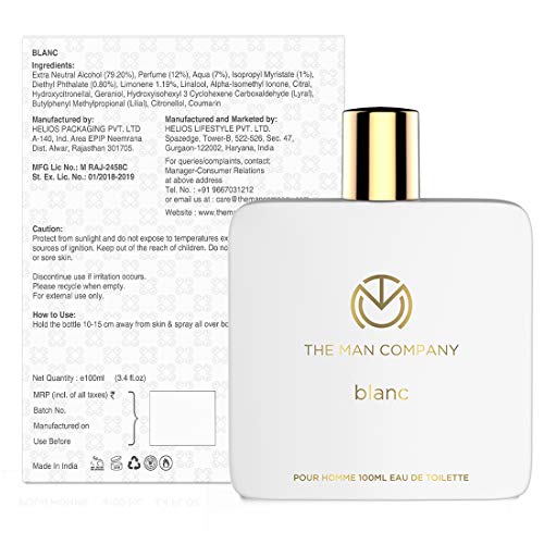 The Man Company Blanc Eau de Toilette for Men | Aromatic Fresh Woody Fragrance | Long Lasting Premium Perfume
