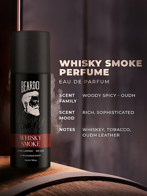 Beardo Whisky Smoke Perfume Body Spray for Men | Spicy Oudh Long Lasting Premium Deodorant