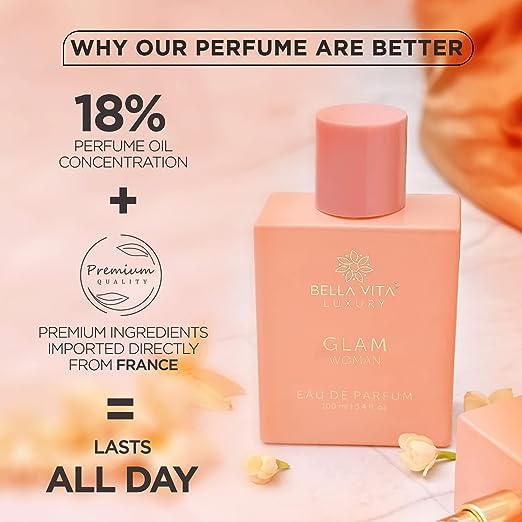 Bella Vita Eau De GLAM Women Parfum | Romantic Jasmine Floral Long Lasting Premium Fragrance