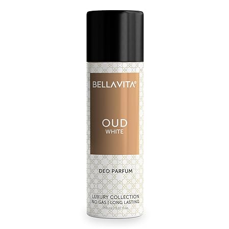 Bella Vita Luxury OUD WHITE No Gas Body Deodorant Parfum for Men with Orange Freesia and Tobacco Woody | Long Lasting Luxury Deo