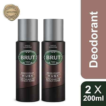 Brut Musk Deodorant Body Spray for Men Pack of 2 | Masculine Long Lasting Musky Woody Imported Deo