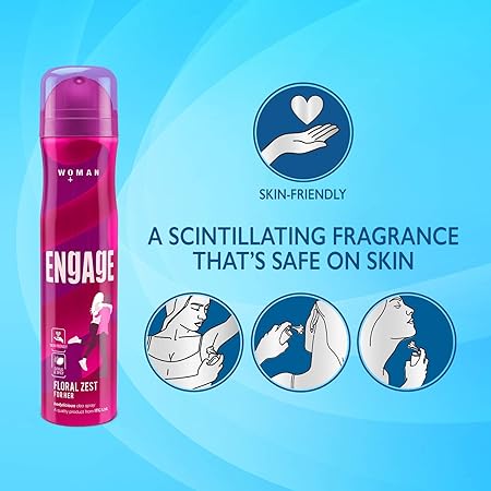Engage Floral Zest Deodorant for Women | Citrus Floral Skin Friendly Long Lasting Body Spray