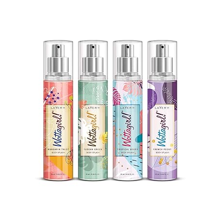Layerr Wottagirl Body Splash for Women Pack of 4 25ml | Travel Floral Variety Long Lasting Combo