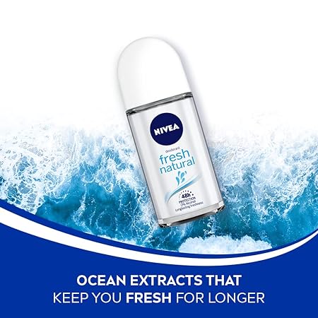 Nivea Fresh Natural Roll On for Women | Alcohol Free Floral Long Lasting Roll On Deodorant