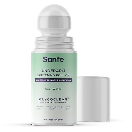 Sanfe Underarm Lightening Roll On with 5% AHA Glycolic Acid & Salicylic acid for Women