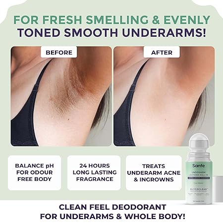 Sanfe Underarm Lightening Roll On with 5% AHA Glycolic Acid & Salicylic acid for Women