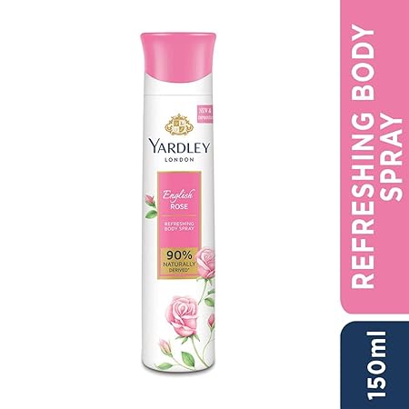 Yardley London English Rose Refreshing Body Spray Fresh Floral Scent Body Deodorant for Women