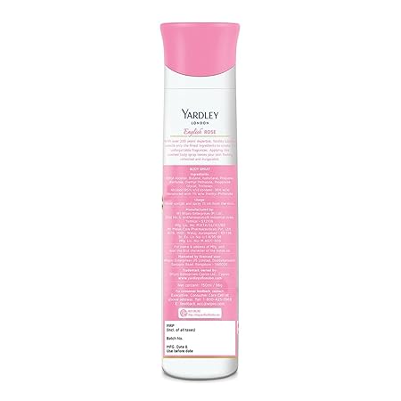 Yardley London English Rose Refreshing Body Spray Fresh Floral Scent Body Deodorant for Women