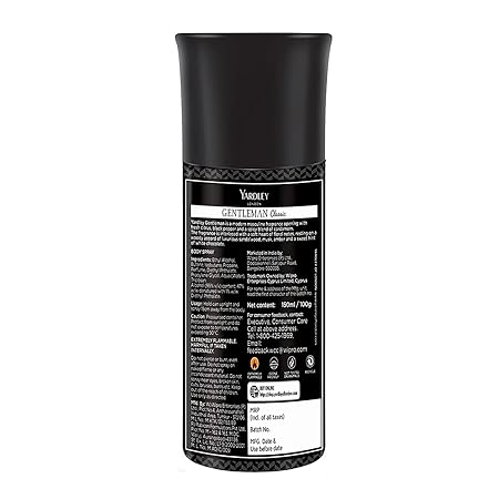 Yardley London Gentleman Classic Body Spray for Men 150ml | Classic Aromatic Long Lasting Heritage Body Spray