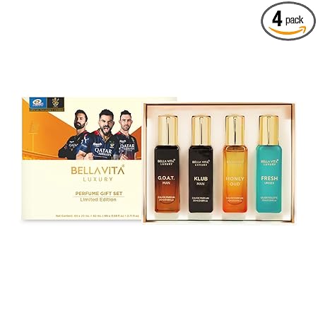 Bella Vita Luxury Unisex Perfume Gift Set Limited Edition Pack of 4 | Long Lasting Musky Oriental Variety Combo