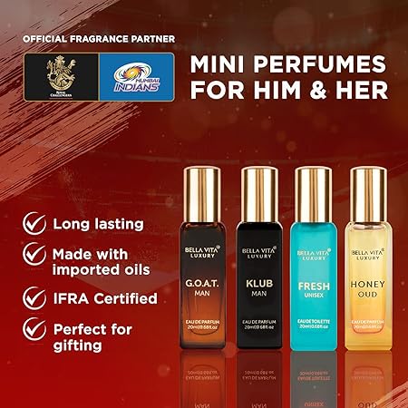 Bella Vita Luxury Unisex Perfume Gift Set Limited Edition Pack of 4 | Long Lasting Musky Oriental Variety Combo