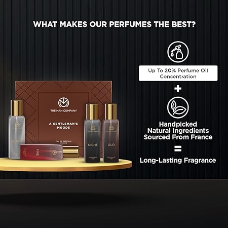 The Man Company Specially Curated A Gentleman's Moods Perfume Gift Set for Men | Blanc Night Fire and Oud Long Lasting Combo