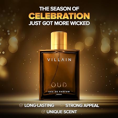 VILLAIN OUD Eau De Parfum for Men 100ml | Premium Oriental Oud Long Lasting Luxury Fragrance
