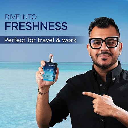 Bella Vita Luxury OCEAN Man Eau De Parfum with Bergamot Melon Rose and Musk | Premium Fresh Aquatic Long Lasting EDP