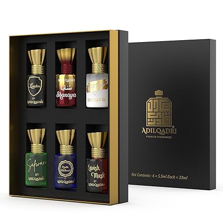AdilQadri Assorted Luxury Alcohol Free Roll On Attar Perfume Gift Set | Long Lasting Unisex Attar Variety Pack
