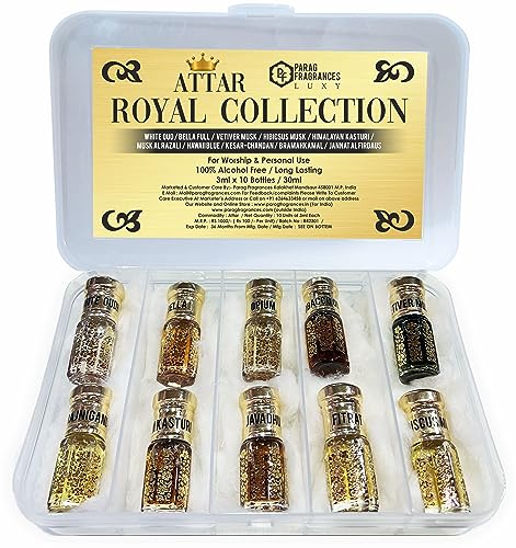 Parag Fragrances 10 in 1 Attars Variety Pack | Best Attars Collection for Worship and Personal Use
