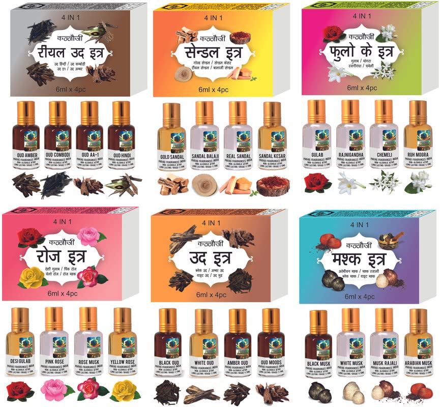 Parag Fragrances Natural Pure and Long Lasting Attar Gift Set | Variety Attar Combo