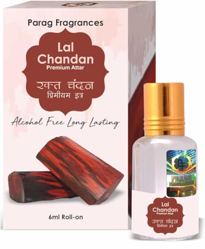 Parag Fragrances Liquid Lal Chandan Red Sandalwood Attar | Natural Alcohol Free Woody Perfume