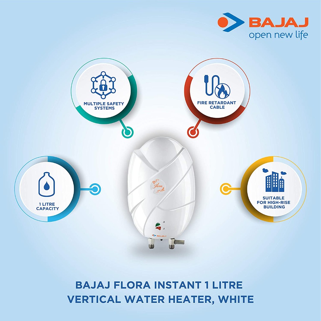 Bajaj Flora Instant Vertical Water Heater - 1 Litre