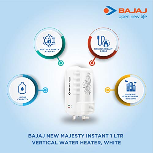 Bajaj New Majesty Instant Water Heater | Compact 1 L | Vertical Mount