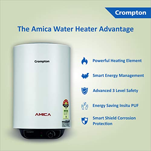 Crompton Amica Storage Water Heater | Glasslined Tank | Wall Mount
