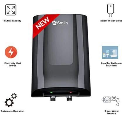 AO Smith 3000 Watts SZS-3 MiniBot 3 Litres Instant Water Geyser, Black