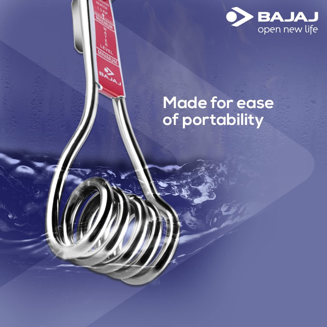 Bajaj Immersion Rod Water Heater | Copper Element | Portable Use