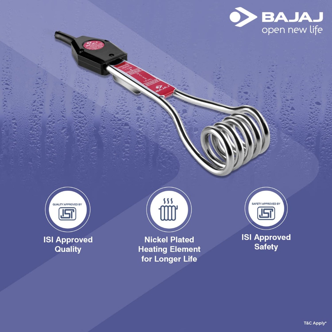 Bajaj Immersion Rod Water Heater | Copper Element | Portable Use