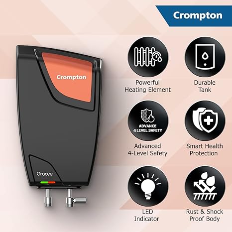 Crompton Gracee Instant Water Heater | Compact Design | Wall Mount
