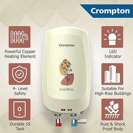 Crompton Instabliss Instant Water Heater | 4-Level Safety | Wall Mount